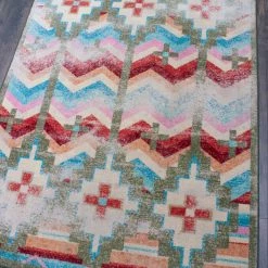 American Dakota Textiles Trader Collection: Shake Your Shawl Bright Distressed Area Rugs
