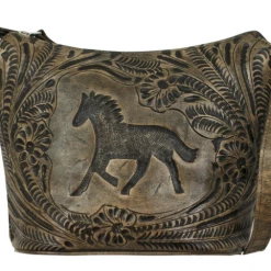 American West Handbags American West Handbag Tooled Collection: Leather Zip Top Equestrian Tote Ladies'