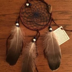 OutWest Shop Authentic Navajo Dream Catcher 4 Inch Natural Accent Navy Blue Web