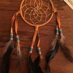 OutWest Shop Authentic Navajo Dream Catcher 4 Inch Tan Wrap
