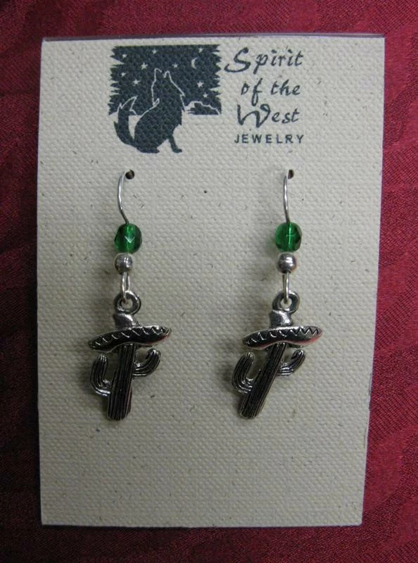 OutWest Shop Ladies' Spirit Of The West Earrings: Cactus 3 OutWest Shop Ladies' Spirit Of The West Earrings: Cactus