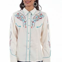 Scully Leather Company Women's Vintage Western Shirt Collection: Scully Feather And Floral Cream Ladies'