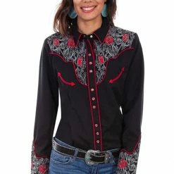 Scully Leather Company Women's Vintage Western Shirt Collection: Scully Embroidered Roses Ladies'