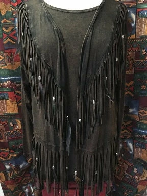 Pat Dahnke Distressed Brown Feathered Fringed Short Jacket 4 Pat Dahnke Distressed Brown Feathered Fringed Short Jacket