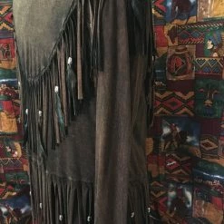 Pat Dahnke Distressed Brown Feathered Fringed Short Jacket 12 Pat Dahnke Distressed Brown Feathered Fringed Short Jacket