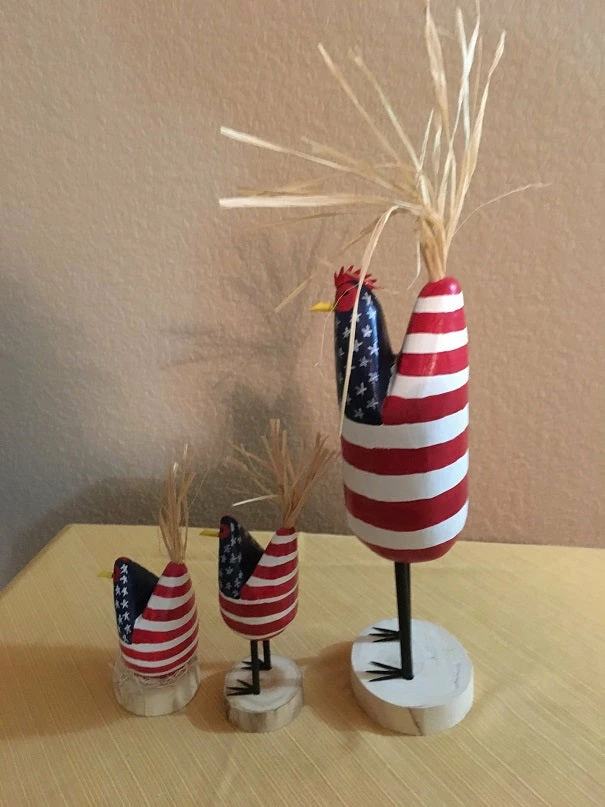 Edith Herbert John Folk Art Navajo Hand Carved Patriotic Chickens Decor 5 Edith Herbert John Folk Art Navajo Hand Carved Patriotic Chickens Decor