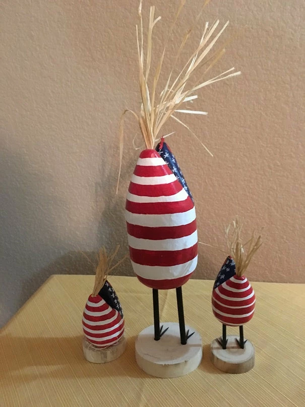 Edith Herbert John Folk Art Navajo Hand Carved Patriotic Chickens Decor 6 Edith Herbert John Folk Art Navajo Hand Carved Patriotic Chickens Decor