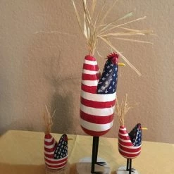 Edith Herbert John Folk Art Navajo Hand Carved Patriotic Chickens Decor 25 Edith Herbert John Folk Art Navajo Hand Carved Patriotic Chickens Decor