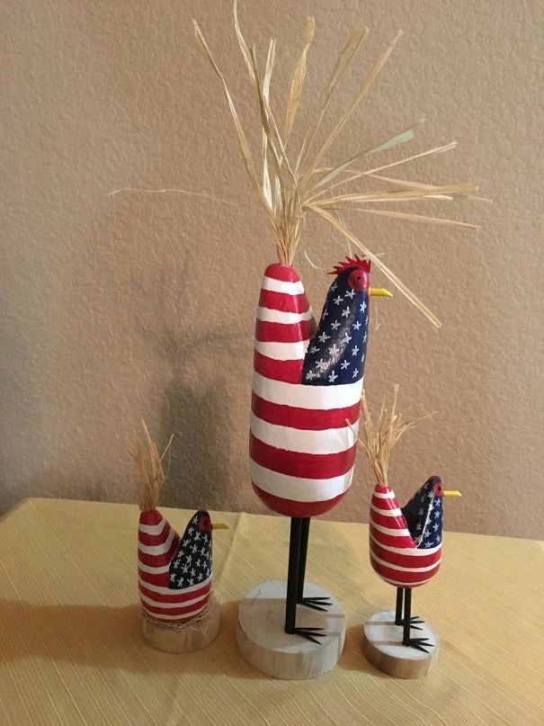 Edith Herbert John Folk Art Navajo Hand Carved Patriotic Chickens Decor 7 Edith Herbert John Folk Art Navajo Hand Carved Patriotic Chickens Decor