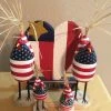 Edith Herbert John Folk Art Navajo Hand Carved Patriotic Chickens Decor