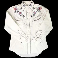 White Horse Apparel Ladies' Women's Embroidered Western Shirt: White Horse Floral Design
