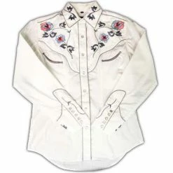 White Horse Apparel Ladies' Women's Embroidered Western Shirt: White Horse Floral Design
