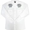 White Horse Apparel Men's Embroidered Western Shirt: White Horse Royal Flush On White