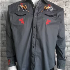 Rockmount Ranch Wear Men's Vintage Western Shirt Collection: Rockmount Embroidered Bronc Grey