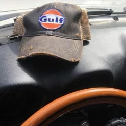 Ladies' M&P Speed Shop Cap: GULF Distressed Trucker Black