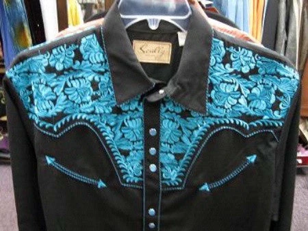 Scully Leather Company Men's Vintage Western Shirt Collection: Scully Gunfighter Black & Turquoise 5 Scully Leather Company Men's Vintage Western Shirt Collection: Scully Gunfighter Black & Turquoise