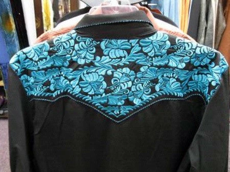 Scully Leather Company Men's Vintage Western Shirt Collection: Scully Gunfighter Black & Turquoise 6 Scully Leather Company Men's Vintage Western Shirt Collection: Scully Gunfighter Black & Turquoise