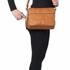 OutWest Shop Concealed Carry Crossbody Shoulder Bag Tooled Tan