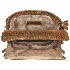 OutWest Shop Concealed Carry Crossbody Shoulder Bag Tooled Tan