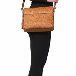 OutWest Shop Concealed Carry Crossbody Shoulder Bag Tooled Tan