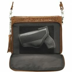 OutWest Shop Concealed Carry Crossbody Shoulder Bag Tooled Tan