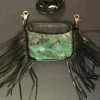 Hip Bag Company Ladies' Hip Bag Side Cellphone Jade Feather Print Fringe