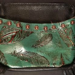 Hip Bag Company Ladies' Hip Bag Side Cellphone Jade Feather Print Fringe