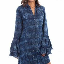 Scully Leather Company Ladies' Women's Honey Creek Collection Dress: Western Plaid Double Ruffle Cuffs