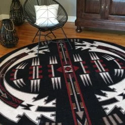 American Dakota Textiles Voices Collection: Horse Thieves Black Area Rugs Decor