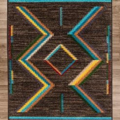 American Dakota Textiles Voices Collection: Hour Glass Bright Area Rugs Decor