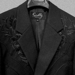 Scully Leather Company Men's Fabric Jacket Collection: Scully Western Blazer Black Floral Embroidery