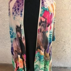 Fantazia Apparel Collection Wrap: 3/4 Sleeve Jacket Sea Flowers