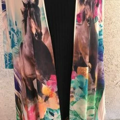 Fantazia Apparel Collection Wrap: 3/4 Sleeve Jacket Sea Flowers