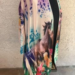 Fantazia Apparel Collection Wrap: 3/4 Sleeve Jacket Sea Flowers