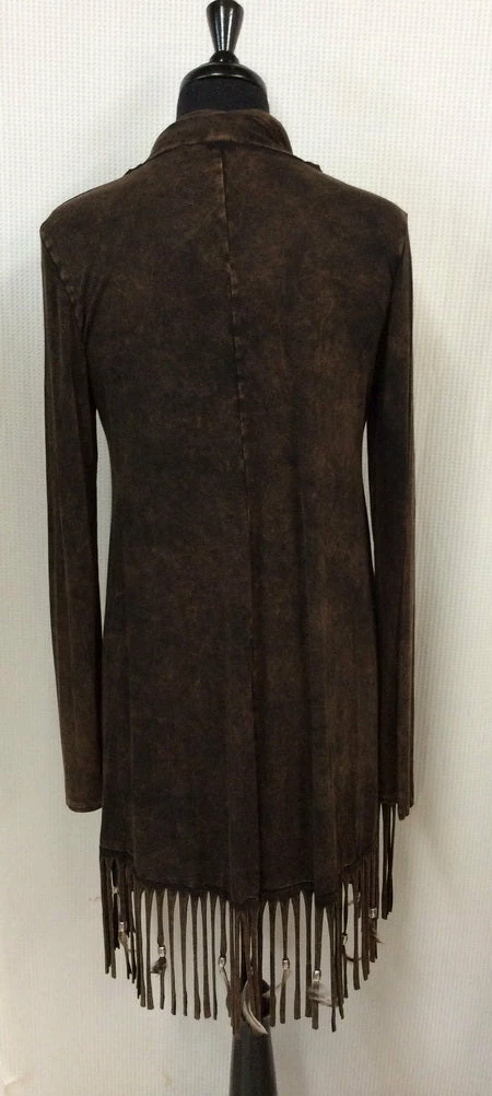 Pat Dahnke Distressed Black Feathered Fringed Shawl Collar Jacket Distressed Black 4 Pat Dahnke Distressed Black Feathered Fringed Shawl Collar Jacket Distressed Black