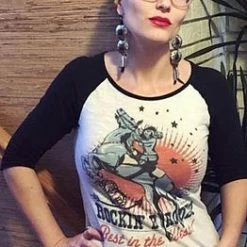 Original Cowgirl Clothing T-Shirts: Rockin' B Ranch Vintage Rodeo Girl Baseball Tee