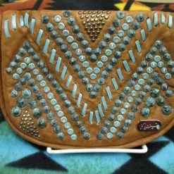 OutWest Shop Kippys Western Pouch Belt Crossbody Bag Raw Stitch Pattern Turquoise Crystals Medium