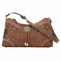 American West Handbags Ladies' American West Handbag Lady Lace Collection: Leather Western Zip Top Shoulder Bag