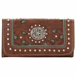 American West Handbags American West Handbag Lady Lace Collection: Leather Tri-Fold Western Wallet Ladies'