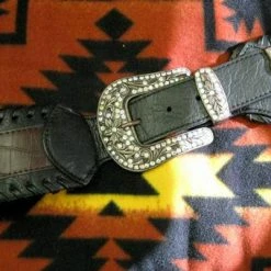 OutWest Shop Western Fashion Belt Accessory: Leather With Stone Clusters