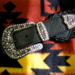 OutWest Shop Western Fashion Belt Accessory: Leather With Stone Clusters