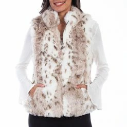 Scully Leather Company Women's Honey Creek Outerwear Collection: Vest Faux Fur Leopard Print