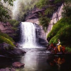 TXLC Custom Tile Made In The USA For Home Western Art Tile: Artist Jack Sorenson "Looking Glass Falls"