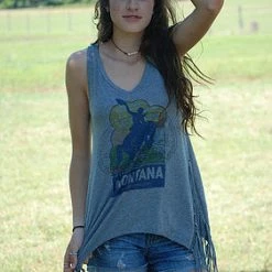Original Cowgirl Clothing T-Shirts: Tank Montana Wild West Fringe Ladies'