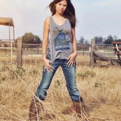 Original Cowgirl Clothing T-Shirts: Tank Montana Wild West Fringe Ladies'