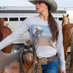 Ladies' Original Cowgirl Clothing T-Shirts: Thermal Moonlight Cowboy