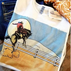 Ladies' Original Cowgirl Clothing T-Shirts: Thermal Moonlight Cowboy