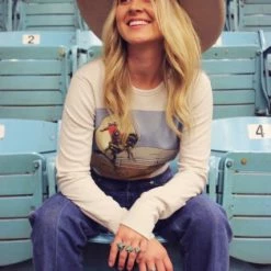 Ladies' Original Cowgirl Clothing T-Shirts: Thermal Moonlight Cowboy