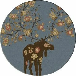 American Dakota Textiles Decor National Park Collection: Moose Blossom Blue Area Rugs