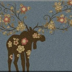 American Dakota Textiles Decor National Park Collection: Moose Blossom Blue Area Rugs